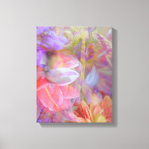 Flower Fairy Double Exposure Fantasy Art Canvas Print