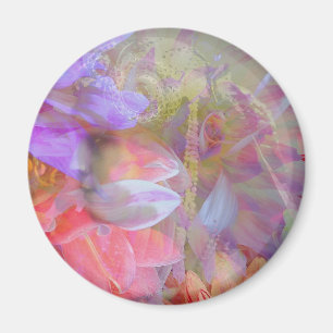 Flower Fairy Double Exposure Fantasy Art Magnet