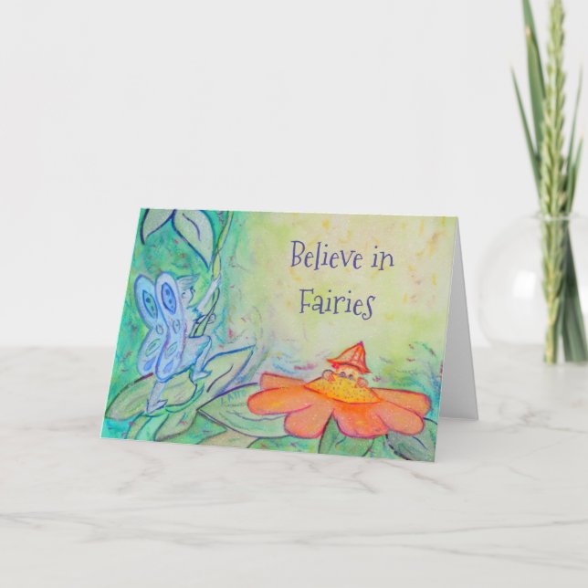Flower Fairy Garden Art Greeting Card (Front)