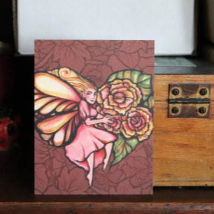 Flower Fairy Garden Heart Flowers Fairies          Holiday Postcard