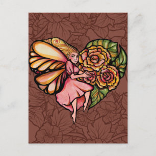 Flower Fairy Garden Heart Flowers Fairies Postcard