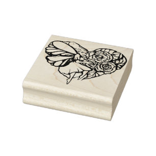 Flower Fairy Garden Heart Flowers Fairies          Rubber Stamp