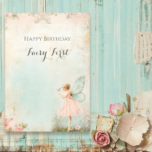 Flower fairy girl Birthday  Holiday Card