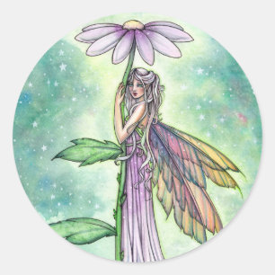 Flower Fairy in Green Garden by Molly Harrison Classic Round Sticker