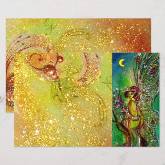 FLOWER FAIRY IN MOONLIGHT Yellow Green Fantasy (Front/Back)