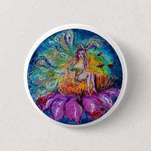 FLOWER FAIRY IN THE NIGHT Fantasy 6 Cm Round Badge