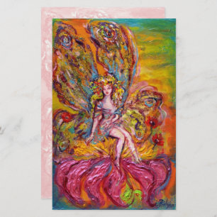 FLOWER FAIRY ON IRIS Pink Fantasy Stationery