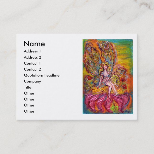 FLOWER FAIRY ON THE PINK IRIS fantasy Business Card (Front)
