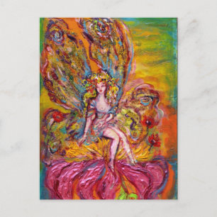 FLOWER FAIRY ON THE PINK IRIS Fantasy Invitation Postcard