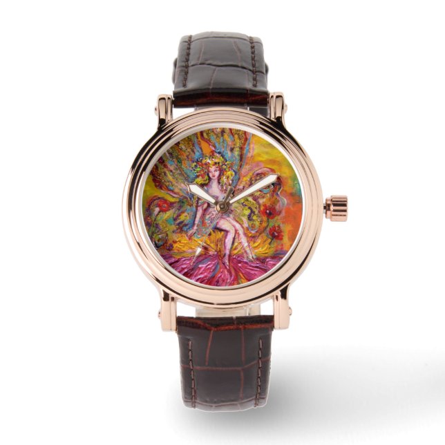 FLOWER FAIRY ON THE PINK IRIS Fantasy Watch (Front)