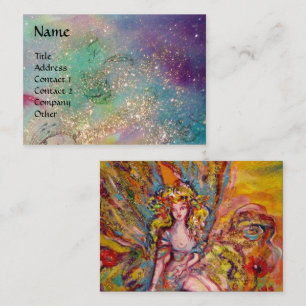 FLOWER FAIRY ,PINK IRIS Fantasy Blue Gold Sparkles Business Card