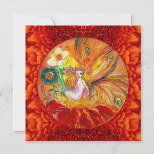 FLOWER FAIRY Red Yellow Fantasy Party Invite