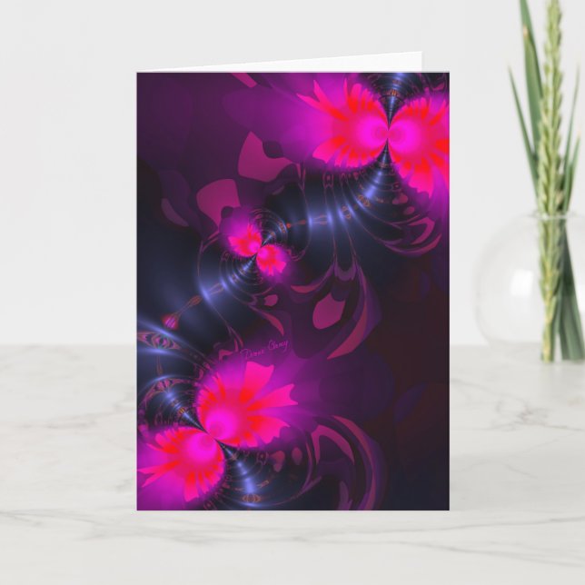 Flower Fairy – Rose and Magenta Ribbons Vertical Holiday Card (Front)