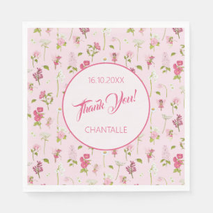 Flower Fairy Thank You Name Date Napkin