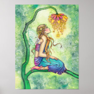 Flower Fairy Watercolor Illustration The Dreamer Poster