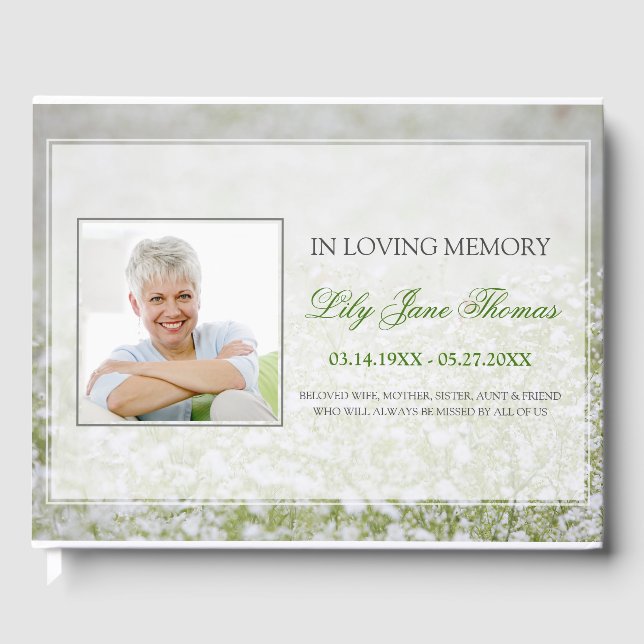 Flower Field Funeral Guest Book Memorial Keepsake (Front)