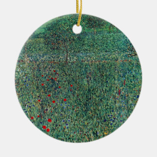 Flower Field in Litzlberg Klimt, Vintage Landscape Ceramic Tree Decoration