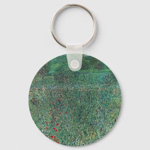 Flower Field in Litzlberg Klimt, Vintage Landscape Key Ring