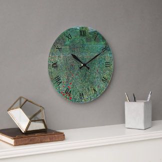 Flower Field in Litzlberg Klimt, Vintage Landscape Large Clock