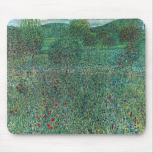 Flower Field in Litzlberg Klimt, Vintage Landscape Mouse Mat