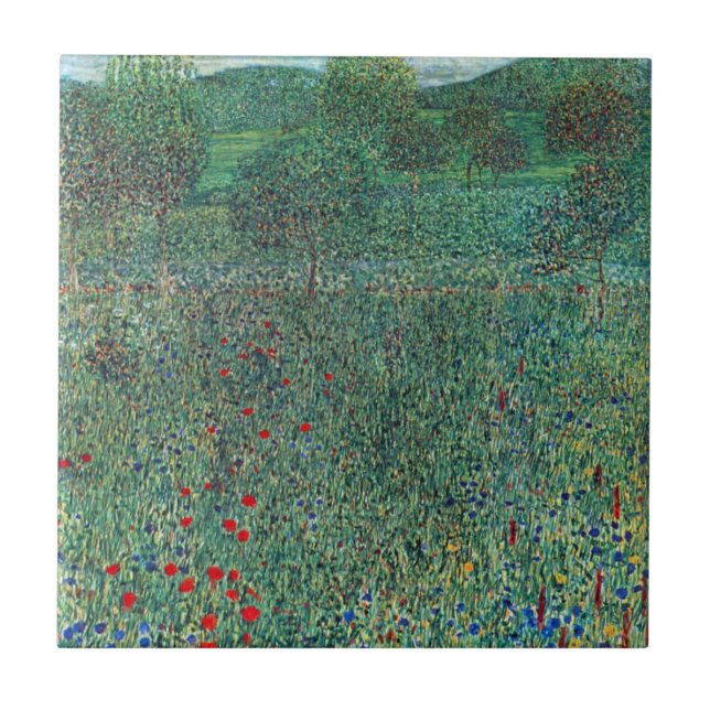 Flower Field in Litzlberg Klimt, Vintage Landscape Tile (Front)