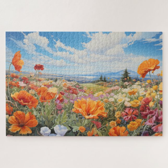 Flower Field Jigsaw Puzzle, 1014 pcs. 30"x20" Puzzle (Horizontal)
