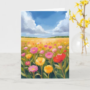 Flower Field Landscape Painting Card