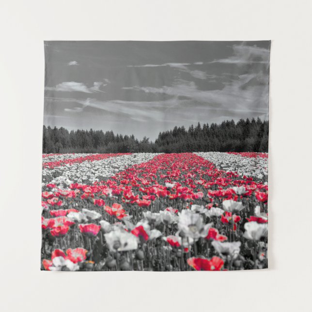 Flower Field Minimalist Selective Colour Photograp Tapestry (Front)