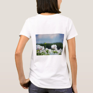 Flower field, Papaver somneferum poppy flower. T-Shirt