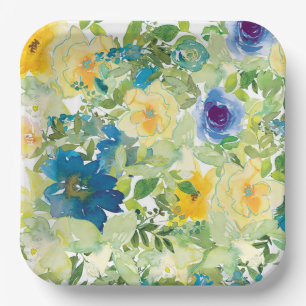 Flower Field Paper Plate