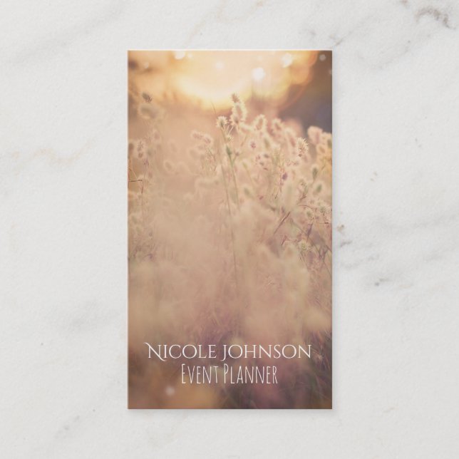 Flower Field Rustic Country Sunset Dusk Business Card (Front)