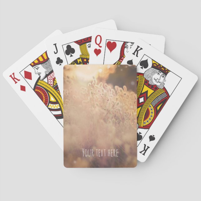 Flower Field Rustic Country Sunset Dusk Playing Cards (Back)