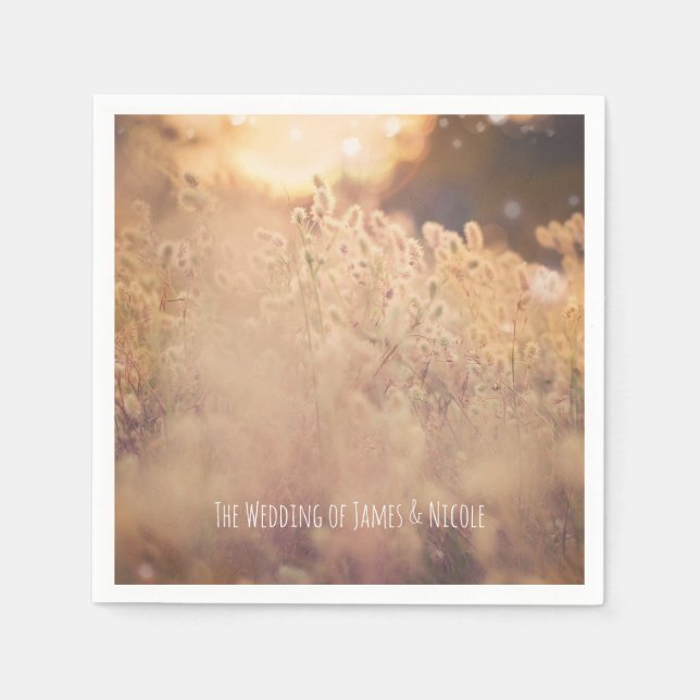 Flower Field Rustic Country Wedding Reception Napkin (Front)