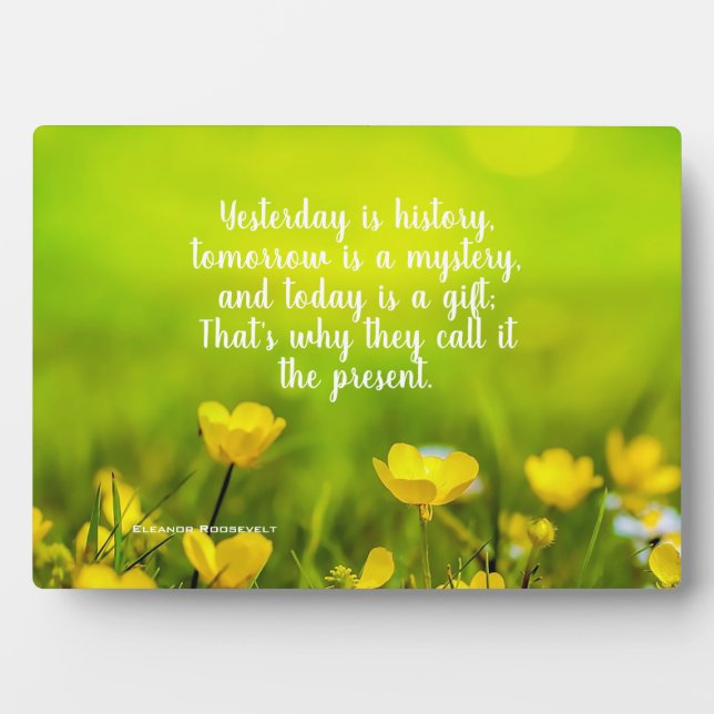 Flower Field Today Is A Gift Inspirational Quote Plaque (Front)