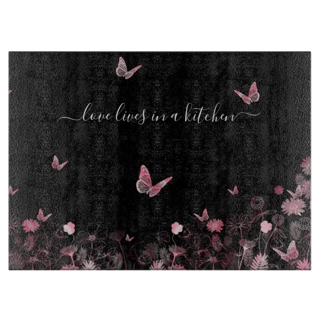 Flower field with butterflies  cutting board (Front)