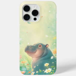 Flower Fields and Happy Hippo iPhone 15 Pro Max Case