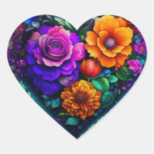 Flower Filled Heart Valentine's Day Sticker