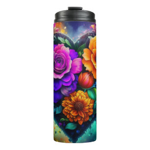 Flower Filled Heart Valentine's Day Thermal Tumbler