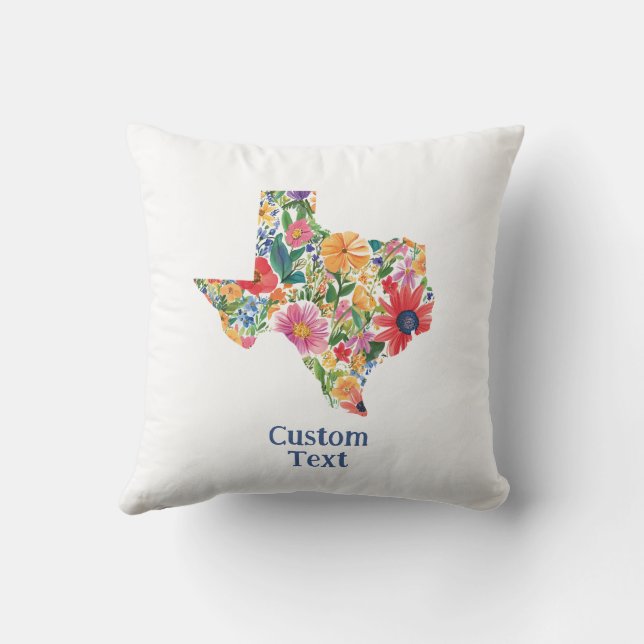 Flower-Filled Texas Cushion with Customisable Text (Back)