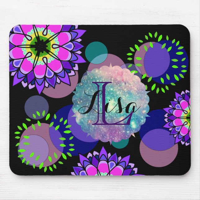 Flower Firework Unique Simple Stylish Hippy Mouse Mat (Front)