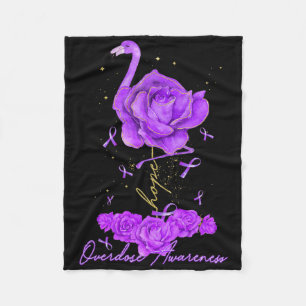 Flower Flamingo Hope Purple Ribbon Overdose Awaren Fleece Blanket