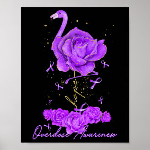 Flower Flamingo Hope Purple Ribbon Overdose Awaren Poster