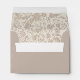 Flower Floral Brown Beige Address Envelope