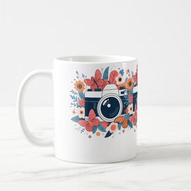 Flower Floral Camera Shirt Cute Photographer Photo Coffee Mug (Left)