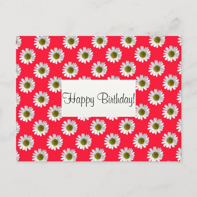Flower floral design daisies on red pink postcard (Front)