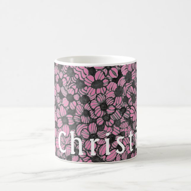 Flower Floral Design Personalised Mug (Center)