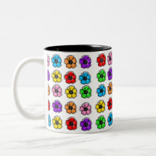 Flower Floral Doodle Line Art Watercolor Abstract Two-Tone Coffee Mug