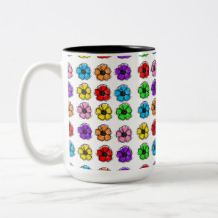 Flower Floral Doodle Line Art Watercolor Abstract Two-Tone Coffee Mug
