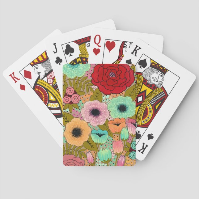 Flower Floral Garden Ladies Bridge Playing Cards (Back)