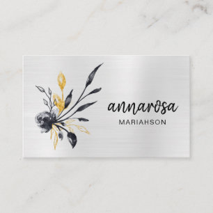 *~* Flower Floral GOLD Silver LOGO QR PHOTO Business Card